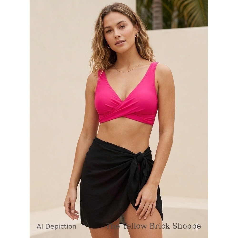 CUPSHE Pink Bikini Top | Wrap Front | Cutout Tie Back | Size S | NWT